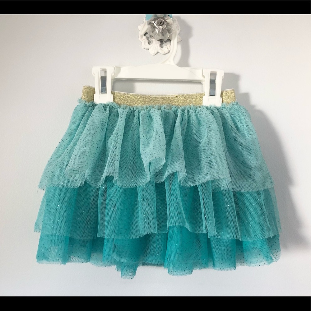 DISNEY-Girls multi-tiered teal ombré skirt